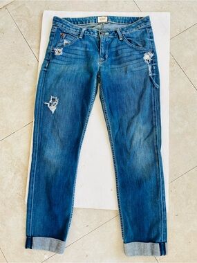 Hudson Bacara Crop Straight Cuffed Distressed Jeans 27 Made USA